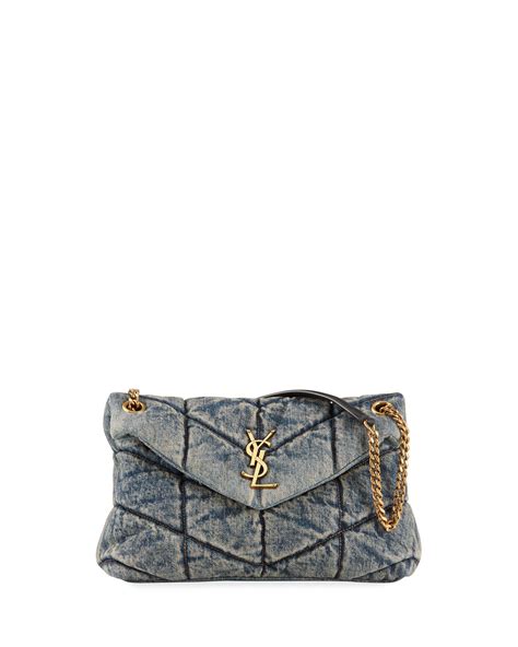 Saint Laurent LouLou YSL Small Quilted Denim Shoulder Bag